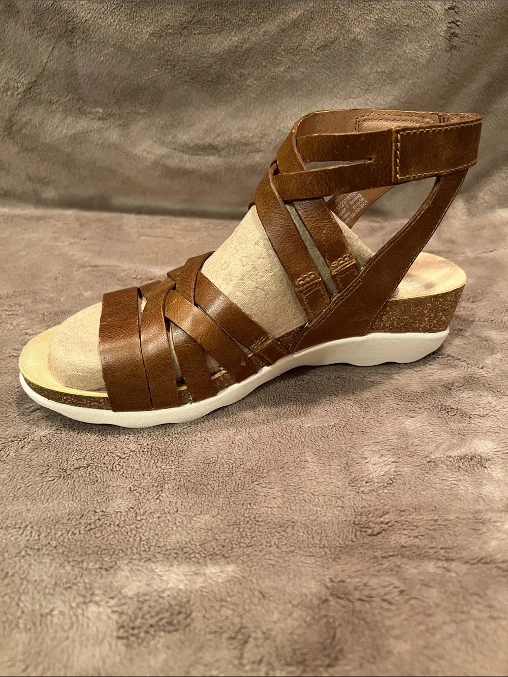 Dansko Mirabella Brown Leather Strappy Wedge Sandal